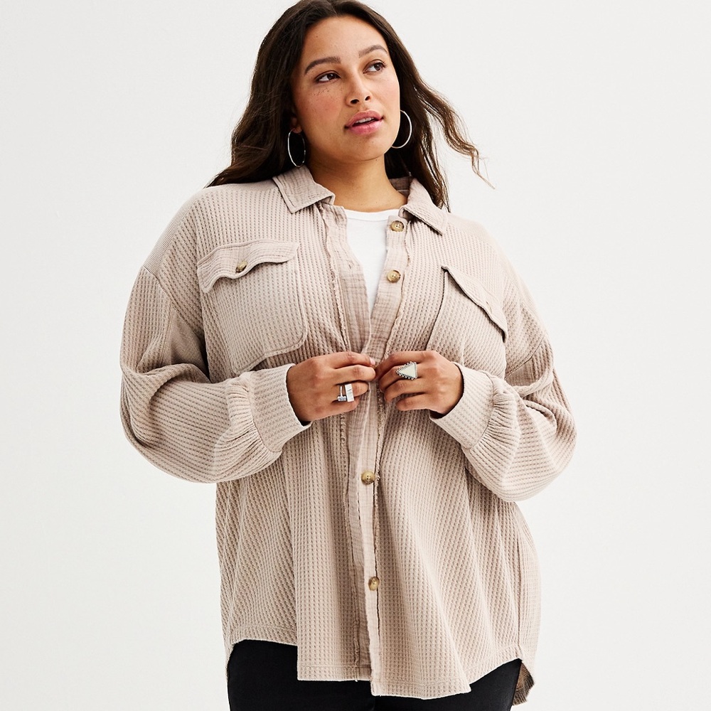 Women’s SO Waffle Knit Shacket, size XXL